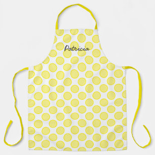 Lemon Yellow Polka Dots Individuelle Name Farbiges Schürze