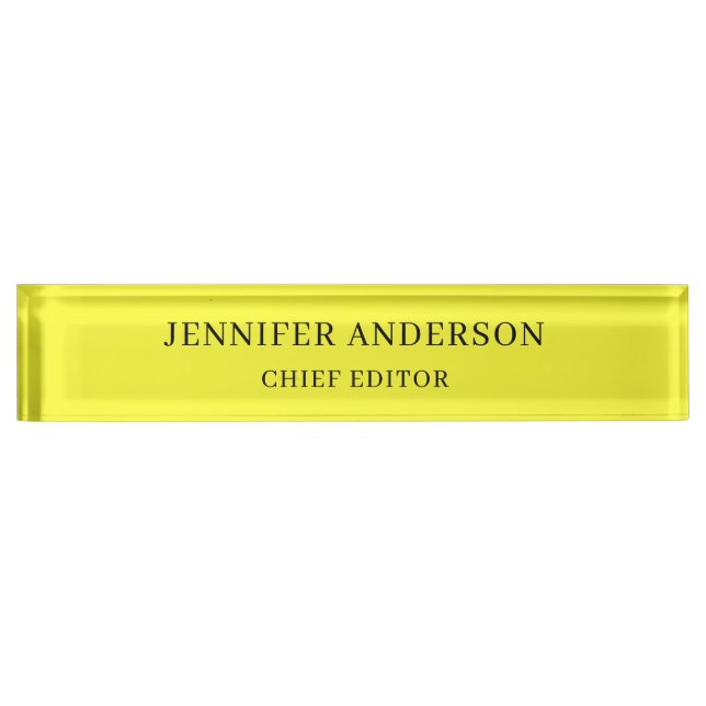 Lemon Yellow Professional Modern Plain Minimalist Namensplakette (Vorderseite)
