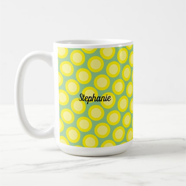 Lemon Yellow Sage Green Individuelle Name Geschenk Kaffeetasse (Links)
