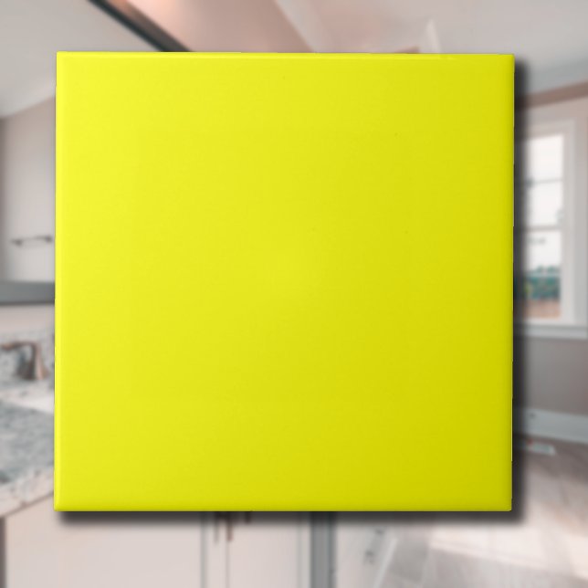 Lemon Yellow Solid Color | Klassisches Elegant Fliese (Von Creator hochgeladen)