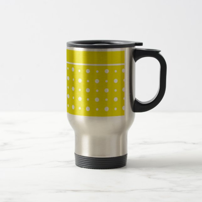 Lemon Yellow Travel Mug mit weißen Polka Docks Reisebecher (Rechts)