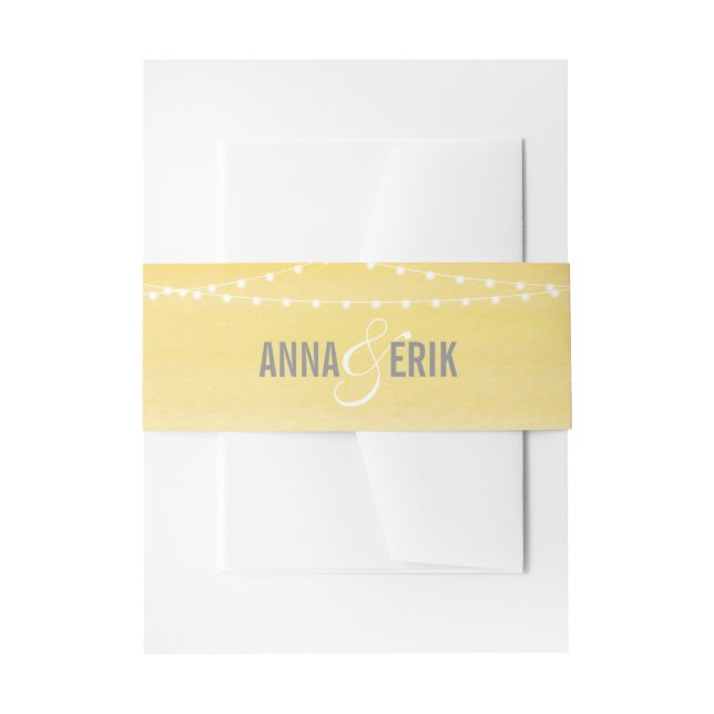 Lemon Yellow Wasserfarbe String Lights Einladungsbanderole (Vorderseite Beispiel)