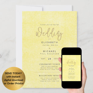 Lemon Yellow Wedding Instant Digital Download Einladung