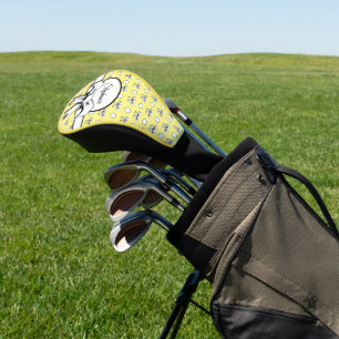 Lemon Yellow White Polka Dots Bows Personalisiert Golf Headcover