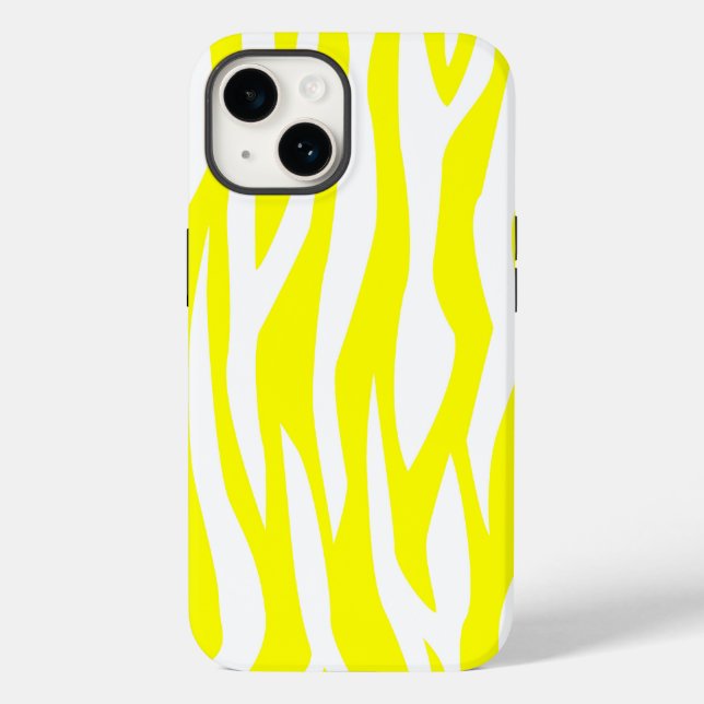 Lemon Yellow Zebra Print Case-Mate iPhone Hülle (Rückseite)