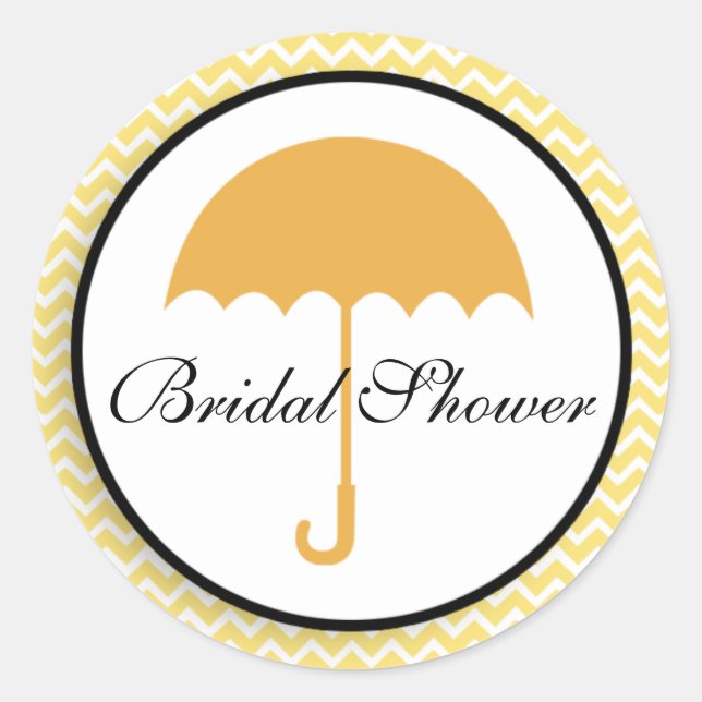 Lemon YellowChevron Umbrella Brautparty Sticker (Vorderseite)