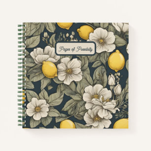 Lemon Zest und Blumennotizen: Square Notebook Notizbuch