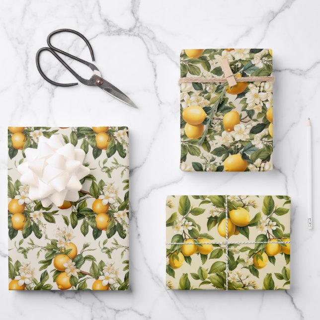 Lemon Zest Wrapping Paper Geschenkpapier Set (Vorderseite)