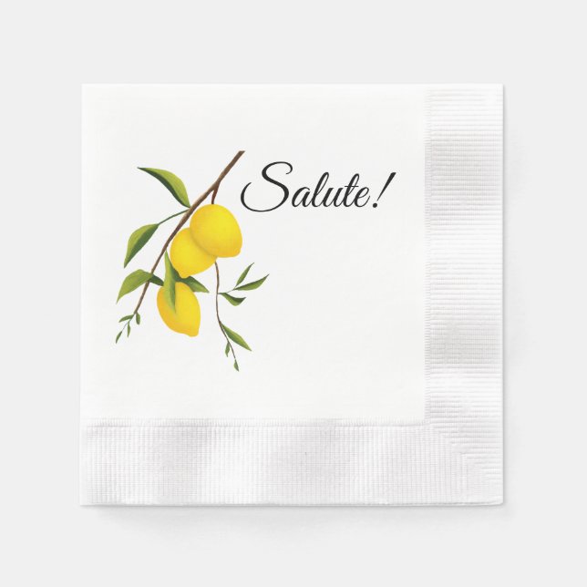 Lemon Zweigdesign mit Salute! Geprägt Serviette (Vorderseite)