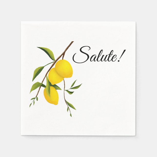 Lemon Zweigdesign mit Salute! Standard Serviette (Vorderseite)