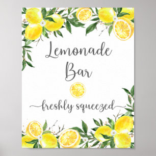 Lemonade Bar Greenerity Gold Brautparty Sign Poster