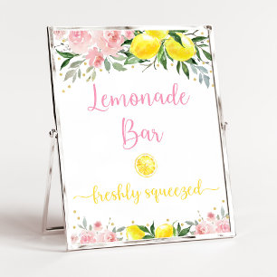 Lemonade Bar Pink Gold Floral Geburtstag Poster