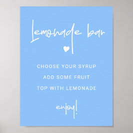 Lemonade Bar Sign for Dusche Party Blue Template Poster