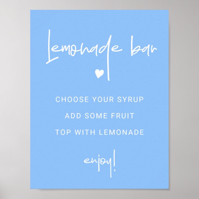 Lemonade Bar Sign for Dusche Party Blue Template Poster (Vorne)