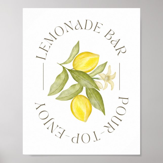 Lemonade Bar Sign für Lemon Themed Party Poster (Vorne)