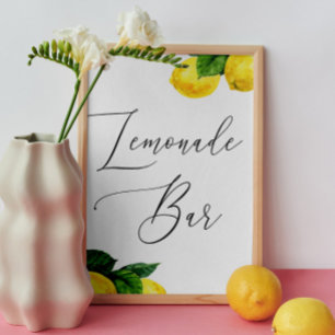 Lemonade Bar Sign Lemon Wedding Drink Station Poster