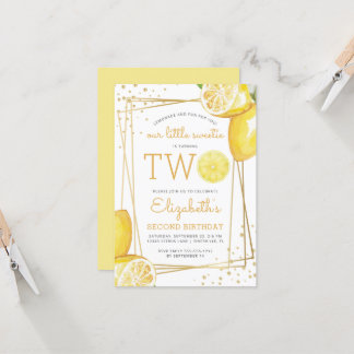 Lemonade Citrus Watercolor 2. Geburtstag Party Einladung