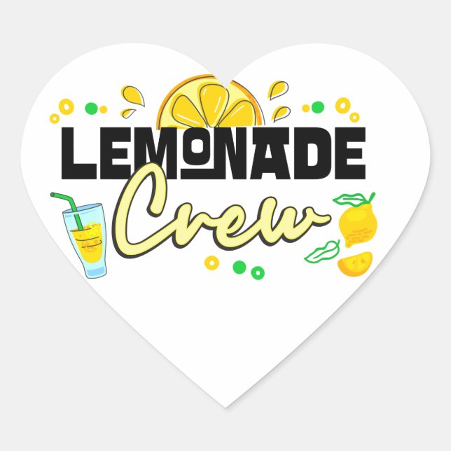 Lemonade Crew Juice Stand Eigentümer Lemon Lovers Herz-Aufkleber (Vorderseite)