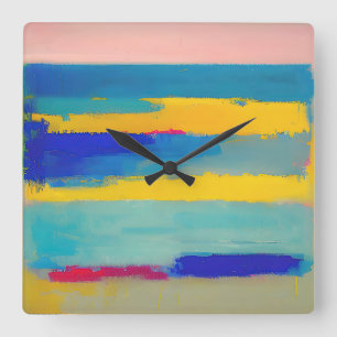 "Lemonade Lullaby" Abstrakte Kunst Quadratische Wanduhr