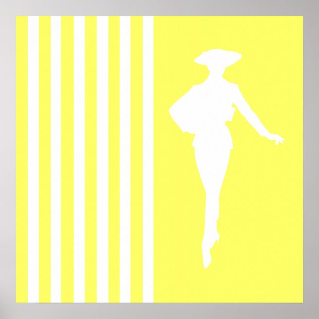 Lemonade Moderne Streifen mit Mode-Silhouette Poster (Vorne)