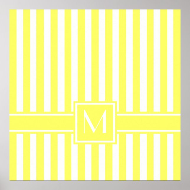 Lemonade Moderner Streifen mit Monogramm Poster (Vorne)