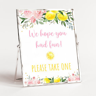 Lemonade Pink Floral Birthday Favor Sign Poster