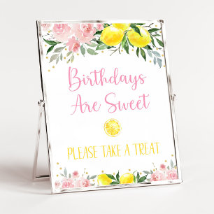 Lemonade Pink Floral Geburtstag Leckereien Untersc Poster