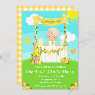 Lemonade Stand Birthday Blonde Hair Boy Einladung
