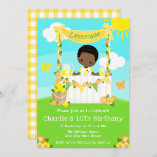 Lemonade Stand Birthday Dark Skin Boy Einladung
