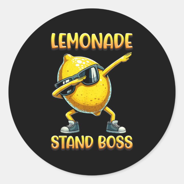 Lemonade Stand Boss Summer Entrepreneur Cool Lemon Runder Aufkleber (Vorderseite)