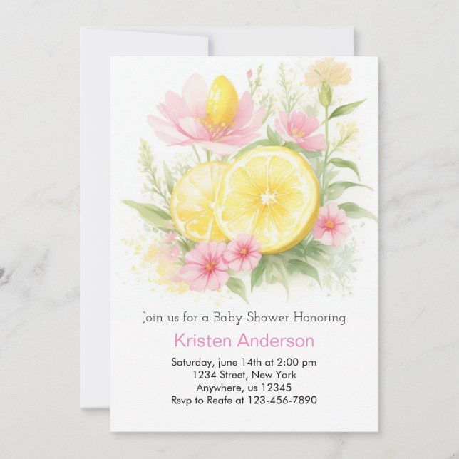 Lemonade Stand Celebration Girl Baby Dusche Einladung (Vorderseite)