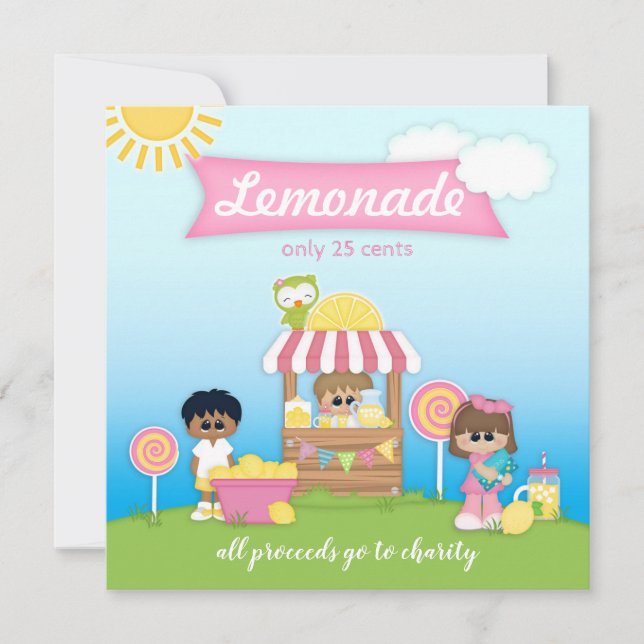 Lemonade Stand Lollipop Kid's Party Einladung (Vorderseite)