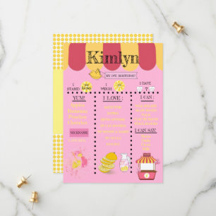 Lemonade Stand Yellow 1. Geburtstag Party Rett The Save The Date