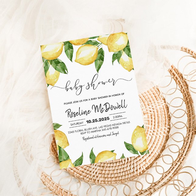 Lemonade Summer Spring Lemon Baby Dusche Einladung (Von Creator hochgeladen)