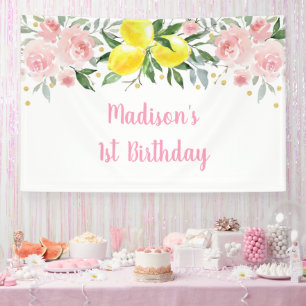 Lemonade Sunshine Pink Gold Floral Geburtstag Banner