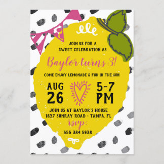 Lemonade Sweet Celebration Geburtstagsparty Einladung