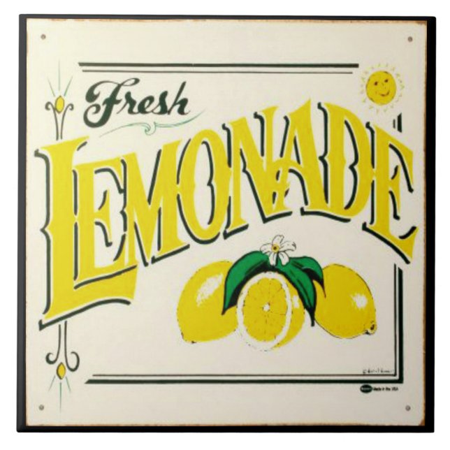 Lemonade Vintage Markierung Zitronenfrucht Keramik Fliese (Vorderseite)