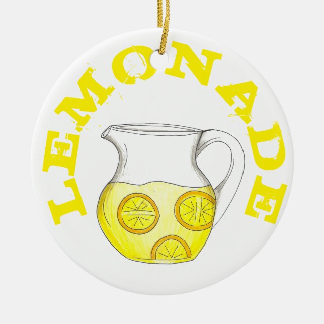 Lemonade Yellow Lemon Ade Pitcher Citrus Keramik Ornament (Vorne)