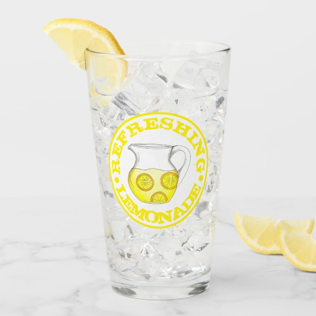 Lemonade Yellow Lemon Ade Pitcher erfrischend Glas (Vorderseite Ice)