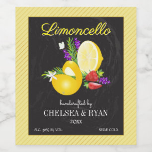Lemoncello Chalkboard Look Wedding Weinetikett