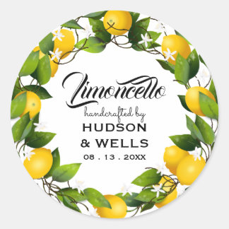 Lemoncello Lemon Wreath Fruit Wedding Runder Aufkleber