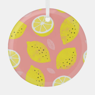 Lemondruck, glänzend nahtloses Sommermuster. Ornament Aus Glas