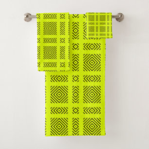 Lemongelbes geometrisches Muster Badhandtuch Set