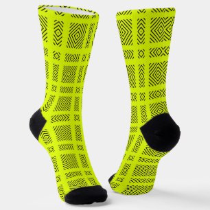 Lemongelbes geometrisches Muster Socken