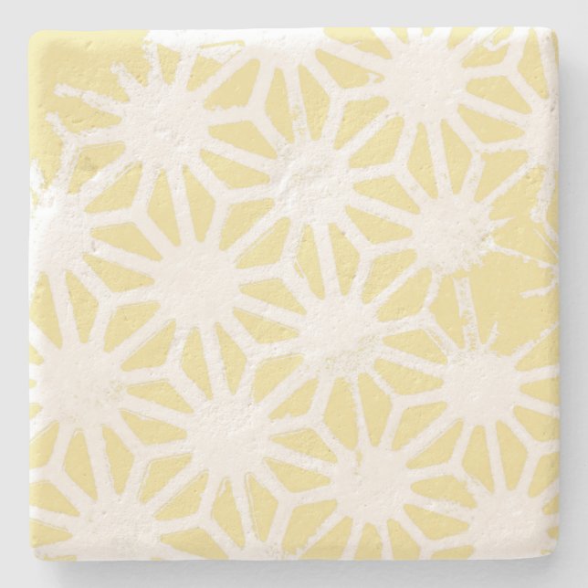 Lemongelbes geometrisches Muster Steinuntersetzer (Vorderseite)