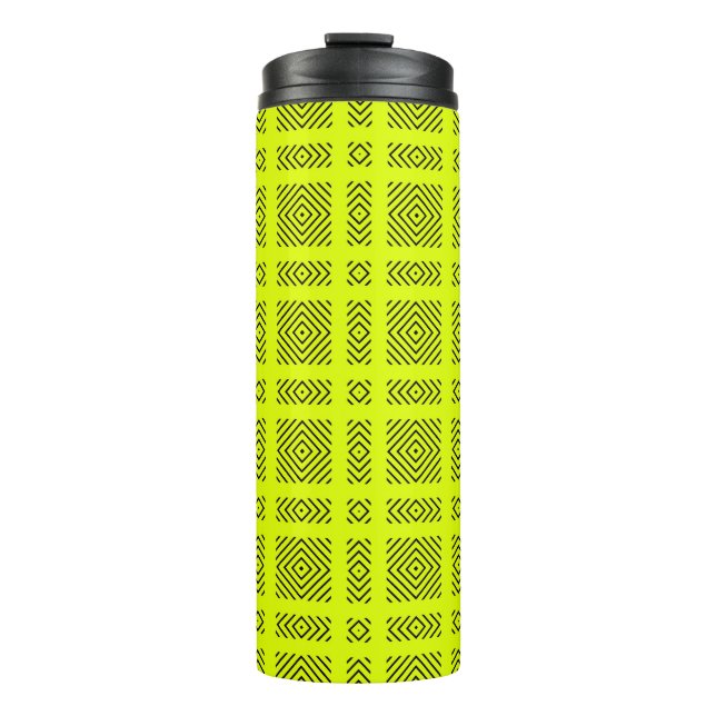 Lemongelbes geometrisches Muster Thermosbecher (Vorderseite)