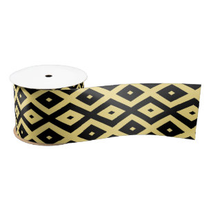 Lemongelbes und schwarzes Diamantmuster Satinband