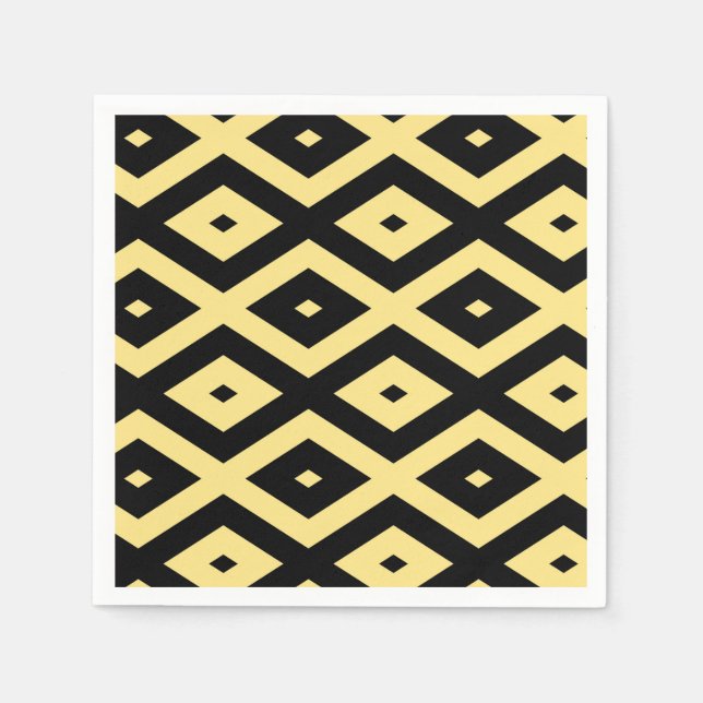 Lemongelbes und schwarzes Diamantmuster Serviette (Vorderseite)