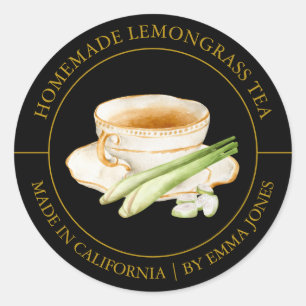 Lemongrass Tee Modernes Label Runder Aufkleber