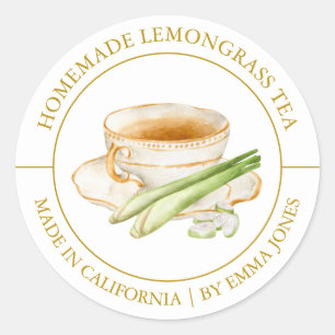 Lemongrass Tee Modernes Label Runder Aufkleber